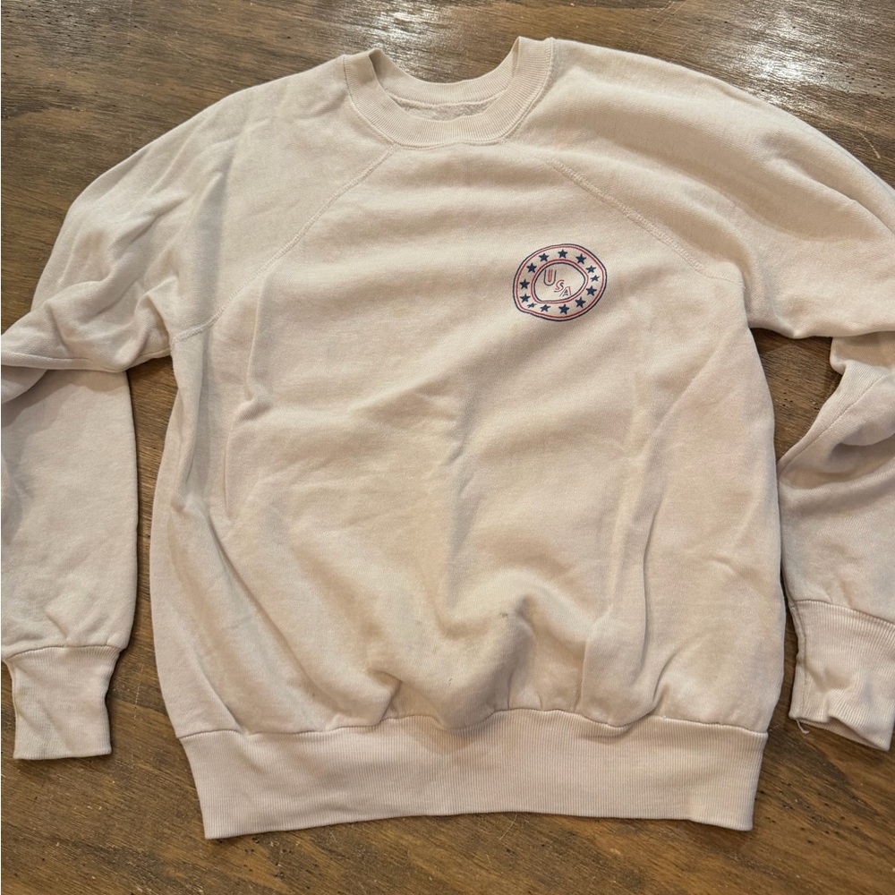 Vintage USA Olympic emblem Sweatshirt Women Small White red blue